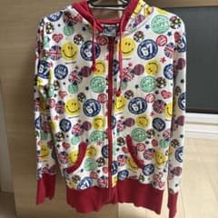 SMILEY FACE 総柄 ジップアップパーカー Lサイズのサムネイル