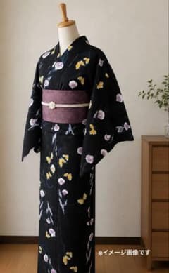 浴衣 山本寛斎 Kansai カラー 綿 黒に花と蝶 Lサイズ - メルカリ