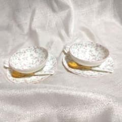 14-Narumi Bone China 花柄ティーカップセット（2個）のサムネイル