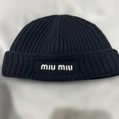 miu miu リブニットキャップ ブラック Sサイズ miu miu リブニットキャップ ブラック Sサイズ - メルカリ