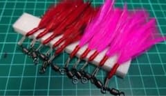 くわせアキアジ２０号赤・ピンク毛鉤シングルフック１０本セットのサムネイル