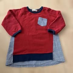 HAND SEES 長袖カットソー 赤/青 チェック柄