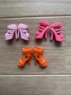 セット 2足 バービー ヒール 靴 アウトフィット 小物 オレンジ ピンク 