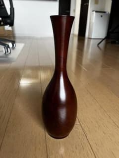 木製花瓶 ダークブラウン 鶴首花瓶 一輪挿し 木目模様 エレガント インナー付きのサムネイル