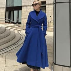 JENNE ウール ドレスコート ブルー ジェンヌ S ロングコート 青 - メルカリ