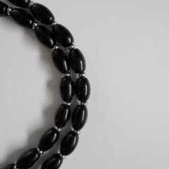 【天然石】ブラックオニキス ライス型 ハンドメイドネックレスのサムネイル