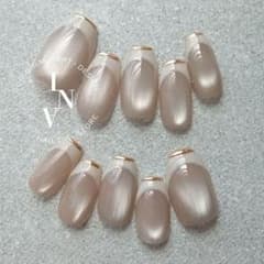 ♥人気 マグネット フレンチ 綺麗め 上品シンプル 淡色 ネイルチップのサムネイル