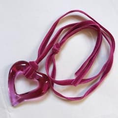 Baccarat オープンハートネックレス バカラ パープルレッド系 美品 