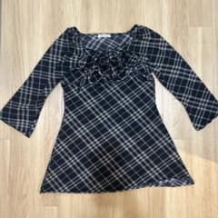 チェック柄 ミニワンピース lacifonelli チュニック　七分袖のサムネイル