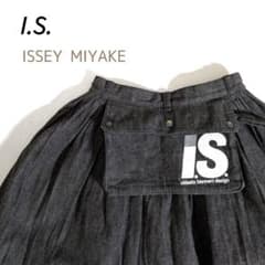 レア◎I.S. イッセイミヤケ／ポーチ付き ロゴ入りデニムスカート