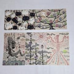 西Yuu. ポストカード5枚 作家もの 和風アート 龍 鳳凰 猫 天狗