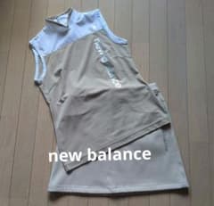 new balance　2点セットアップ　スカート　モックネック　ベージュ new balance 2点セットアップ スカート モックネック ベージュ - メルカリ