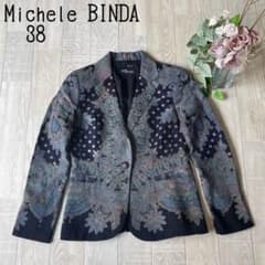 Michel BINDA銀座マギー】シルク混 総柄 テーラードジャケット 大人 