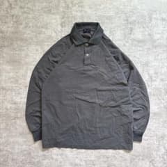 Flat Polo Shirt, Charcoal Gray, Long Sleeve, Cotton Blend, Size M, City Boy