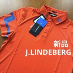 新品】J.LINDEBERG ゴルフポロシャツ半袖 S(M相当)オレンジ 速乾