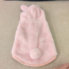 フード付きピンク犬服 ポンポン付きのサムネイル