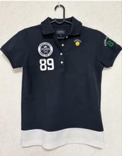 【美品】PearlyGatesゴルフウェアレディース半袖ポロシャツ紺色 サイズ0のサムネイル