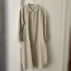 ベージュ ロングシャツワンピース 長袖