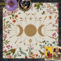 【新品・未使用】　タロットクロス （NO.12）占い　タロット　月　花　白のサムネイル