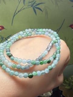美品❣️天然本翡翠　高品質、氷藍水精巧な蓮花＆鮮明氷緑つぼみネックレス　鑑定書付き ✨限定販売‼️天然本翡翠 氷種多彩一連ネックレス - メルカリ
