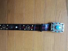 ガチ様専用‼️スタッズ&レザーベルト　ターコイズ　ヴィンテージのサムネイル