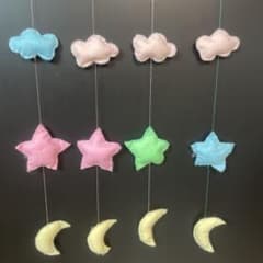 フェルトガーランド 星と月と雲の飾りのサムネイル