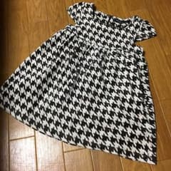 【専用】千鳥格子 ベロアワンピース100のサムネイル