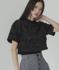 キャッチワッシャークロップドTシャツ-ウォッシャブル-のサムネイル