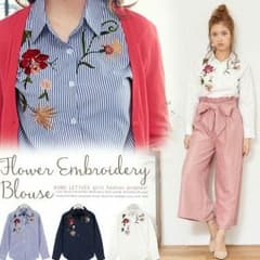 ☆花刺繍ブラウス☆レディース シャツ 長袖☆のサムネイル