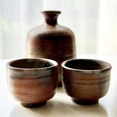 真作保証 山本雄一 自作 備前徳利 酒器 備前焼 県重要無形文化財 (山本陶秀) 備前焼 山本雄一 作 徳利 ぐい呑 2客 セット 岡山県指定無形文化財