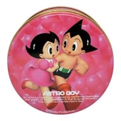 ASTRO BOY 鉄腕アトム　美品　車輪付き当時物 鉄腕アトム ASTRO BOY 空き缶 風月堂 小物入れ ピンク ケース付き
