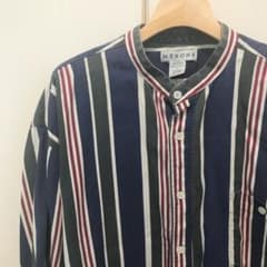 MERONA コットン ノーカラーシャツ ストライプのサムネイル