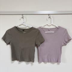 UNIQLO リブクルーネックT 半袖 2枚セットのサムネイル
