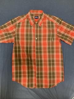 Stussy ステューシー チェック柄 半袖シャツ レッド ブラウンのサムネイル