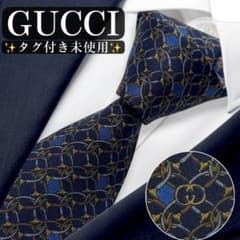【未使用・新品タグ付】グッチネクタイ_ブルーネイビー_GG柄 タグ付き未使用✨GUCCI ネクタイ グッチ GGロゴ ヴィンテージ ネイビー