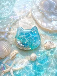 SALE！ オイルシェイカー キーホルダー 猫 海 レジン 夏マーメイド 名入れのサムネイル