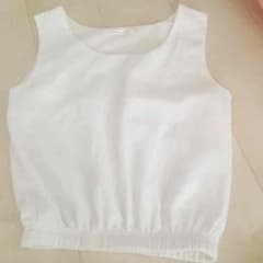 とろみ シフォン ノースリーブ 白 トップス 夏服のサムネイル