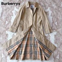 バーバリー ノバチェック ステンカラーコート 白タグ ロング 総柄 90s