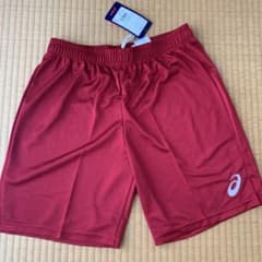 アシックス ハーフパンツ ゲームパンツ　Lサイズ　エンジ色のサムネイル