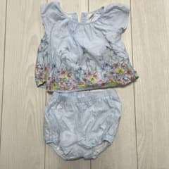 水色ストライプ花柄刺繍ベビー服セット♯ベビーGAPのサムネイル