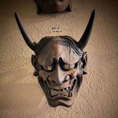 Extremely rare! Valuable Tsugaru clay mask, made by Suzuki Yōkoku, Hannya demon mask, local toy, antique, art piece.