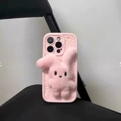 iPhone17promax用ケース うさぎ ぬいぐるみ付き ピンクのサムネイル