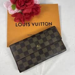 ル ルイ・ヴィトン 三つ折り長財布 ダミエ ポルトトレゾール