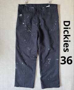 くったり×ペンキ W36 Dickies ディッキーズ ワークパンツ ブラック