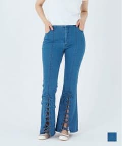 Tina:Jojun レースアップ フレアデニムパンツのサムネイル