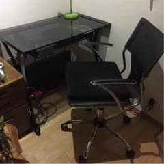 ガラス机  椅子セットのサムネイル