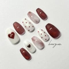 現品】赤 レッド ハートホロ フラッシュマグネットネイル ネイルチップ