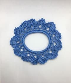 シュシュ　サックスブルー　ハンドメイドのサムネイル