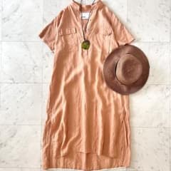 美品♪ティッカ ソメロス社 リネン シャツワンピース バンドカラー