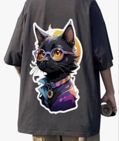 Heone 猫柄 Tシャツ メンズ 半袖 オーバーサイズ 2XLのサムネイル